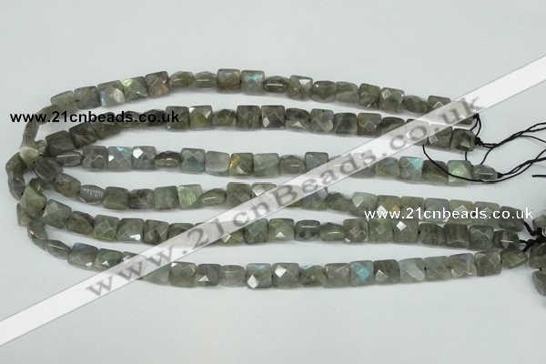 CLB199 15.5 inches 10*10mm faceted square labradorite beads