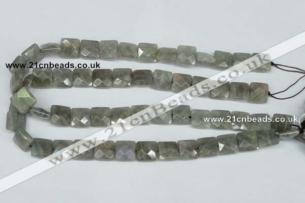 CLB201 15.5 inches 14*14mm faceted square labradorite beads