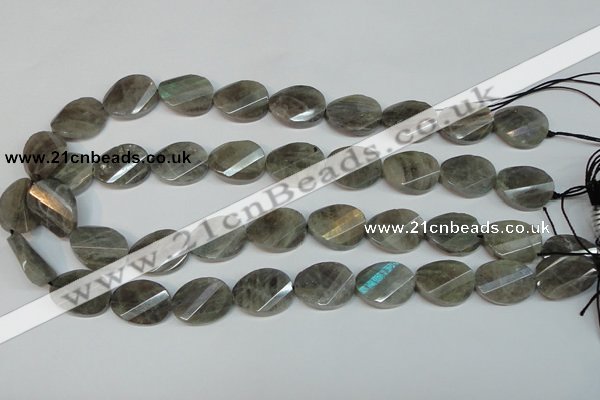 CLB202 15.5 inches 15*20mm faceted & twisted oval labradorite beads