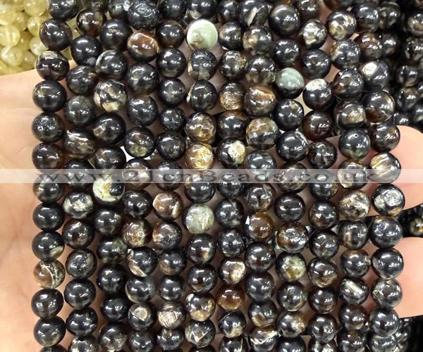 CLB2060 15 inches 6mm round black lepidolite gemstone beads