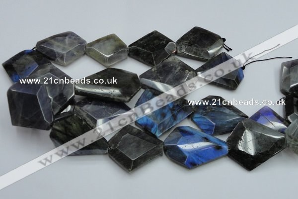 CLB219 15.5 inches 30*35mm - 40*45mm faceted freeform labradorite beads