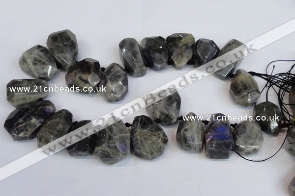 CLB224 Top drilled 25*30mm - 28*40mm faceted nuggets labradorite beads