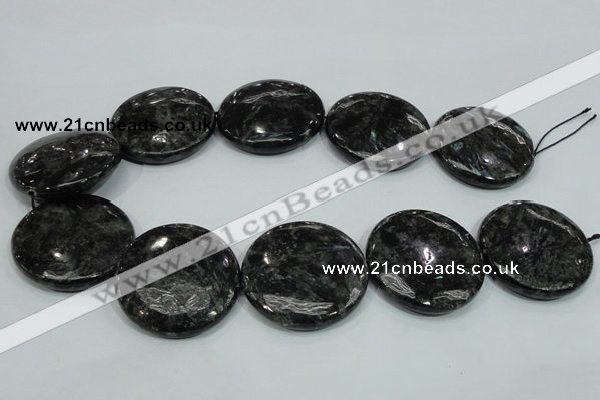 CLB315 15.5 inches 40mm flat round black labradorite gemstone beads