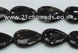 CLB316 15.5 inches 13*18mm flat teardrop black labradorite beads