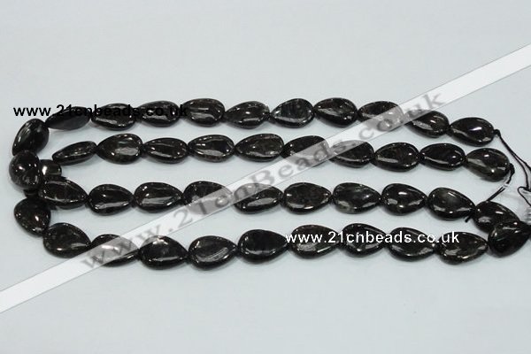 CLB316 15.5 inches 13*18mm flat teardrop black labradorite beads