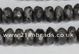 CLB322 15.5 inches 6*12mm faceted rondelle black labradorite beads