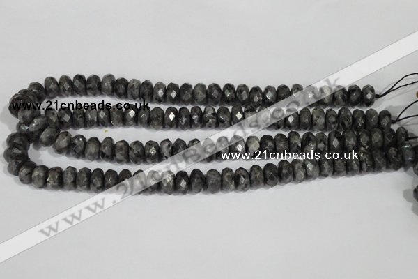 CLB322 15.5 inches 6*12mm faceted rondelle black labradorite beads