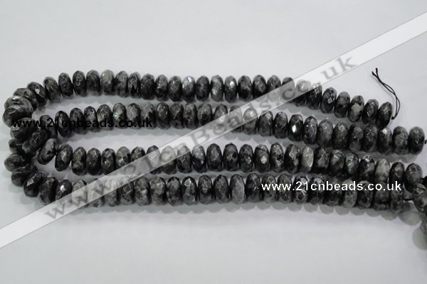 CLB323 15.5 inches 7*14mm faceted rondelle black labradorite beads