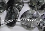 CLB326 Top-drilled 20mm wavy coin black labradorite beads