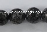 CLB366 15.5 inches 18mm faceted round black labradorite beads wholesale