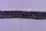 CLB370 15.5 inches 4mm round matte black labradorite beads