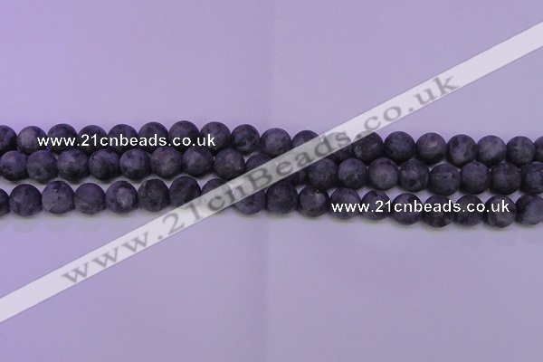 CLB370 15.5 inches 4mm round matte black labradorite beads