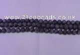 CLB375 15.5 inches 14mm round matte black labradorite beads
