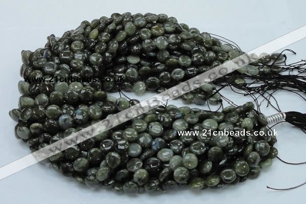 CLB38 15.5 inches 10mm flat round labradorite gemstone beads
