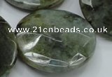 CLB40 15.5 inches 40mm faceted flat round labradorite gemstone beads