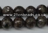 CLB404 15.5 inches 12mm faceted round grey labradorite beads