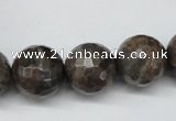 CLB406 15.5 inches 16mm faceted round grey labradorite beads