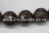 CLB407 15.5 inches 18mm faceted round grey labradorite beads