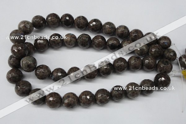 CLB407 15.5 inches 18mm faceted round grey labradorite beads