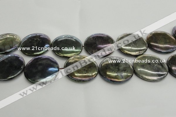 CLB645 15.5 inches 45mm flat round AB-color labradorite beads