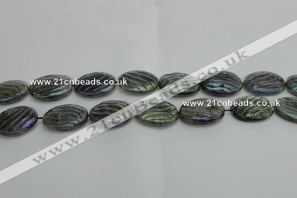 CLB669 15.5 inches 22*30mm carved oval AB-color labradorite beads