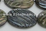 CLB670 15.5 inches 25*35mm carved oval AB-color labradorite beads