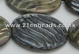 CLB671 15.5 inches 30*40mm carved oval AB-color labradorite beads