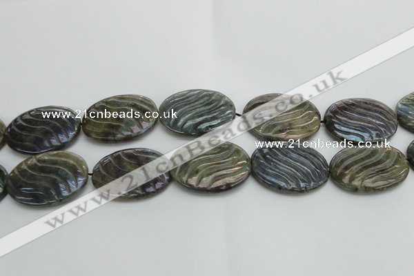 CLB671 15.5 inches 30*40mm carved oval AB-color labradorite beads