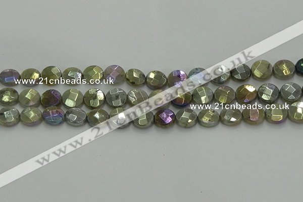 CLB677 15.5 inches 10mm faceted coin AB-color labradorite beads