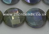 CLB680 15.5 inches 18mm faceted coin AB-color labradorite beads