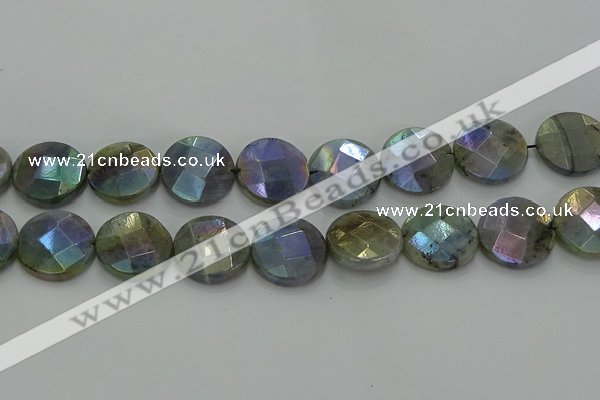 CLB681 15.5 inches 20mm faceted coin AB-color labradorite beads