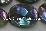 CLB683 15.5 inches 30mm faceted coin AB-color labradorite beads