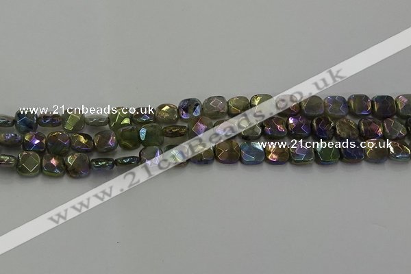 CLB685 15.5 inches 8mm faceted square AB-color labradorite beads