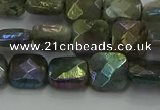 CLB686 15.5 inches 10mm faceted square AB-color labradorite beads