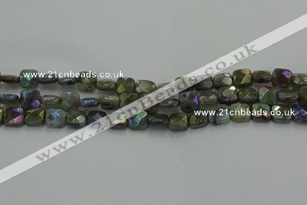 CLB686 15.5 inches 10mm faceted square AB-color labradorite beads