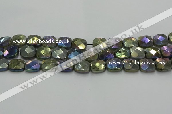 CLB688 15.5 inches 15mm faceted square AB-color labradorite beads