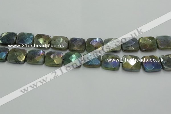 CLB689 15.5 inches 18mm faceted square AB-color labradorite beads