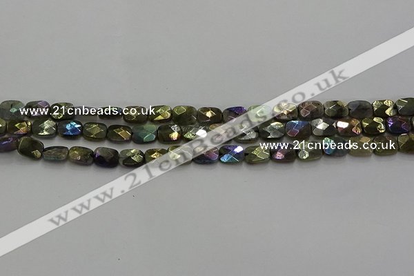 CLB695 15.5 inches 8*10mm faceted rectangle AB-color labradorite beads