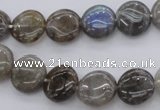 CLB72 15.5 inches 12mm flat round labradorite beads wholesale