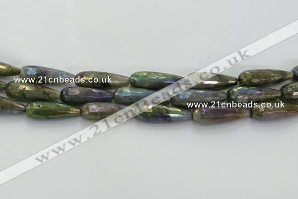 CLB785 15.5 inches 10*30mm faceted teardrop AB-color labradorite beads