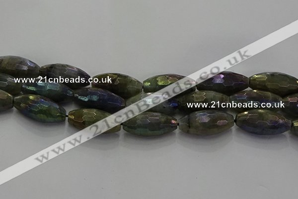 CLB788 15.5 inches 10*20mm faceted rice AB-color labradorite beads