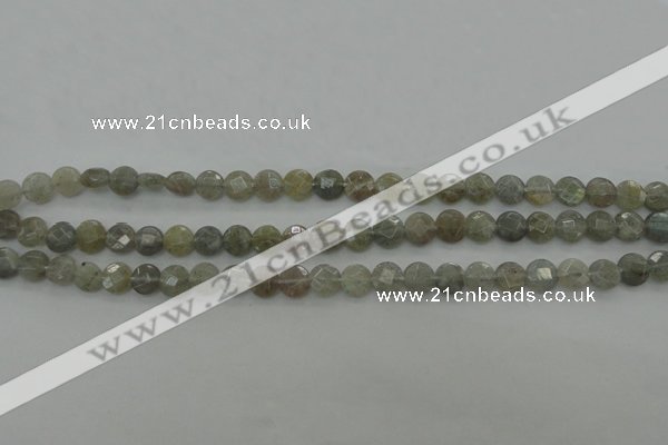 CLB87 15.5 inches 6mm faceted coin labradorite beads wholesale