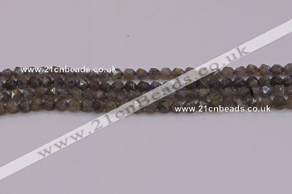 CLB971 15.5 inches 6mm faceted nuggets labradorite gemstone beads