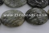 CLB98 15.5 inches 18*24mm carved oval labradorite beads