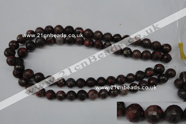 CLD104 15.5 inches 12mm faceted round leopard skin jasper beads