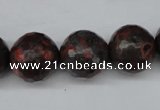 CLD106 15.5 inches 16mm faceted round leopard skin jasper beads