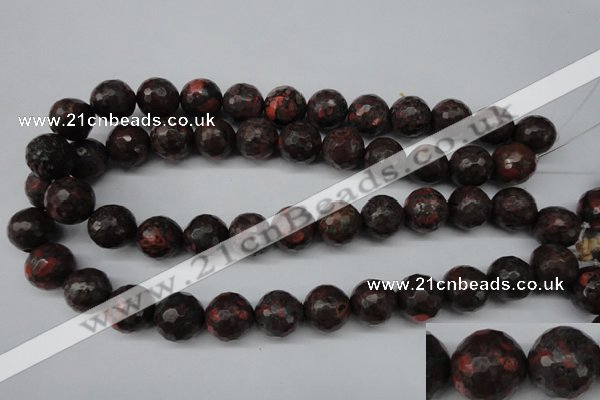 CLD106 15.5 inches 16mm faceted round leopard skin jasper beads