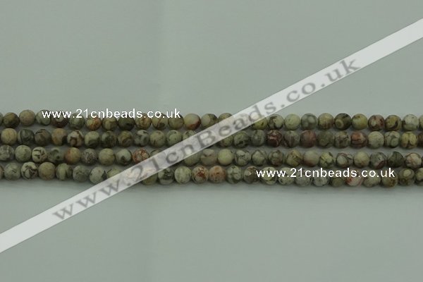 CLD201 15.5 inches 6mm round matte Chinese leopard skin jasper beads