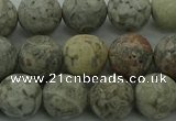 CLD204 15.5 inches 12mm round matte Chinese leopard skin jasper beads