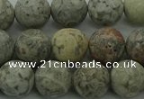 CLD204 15.5 inches 12mm round matte Chinese leopard skin jasper beads